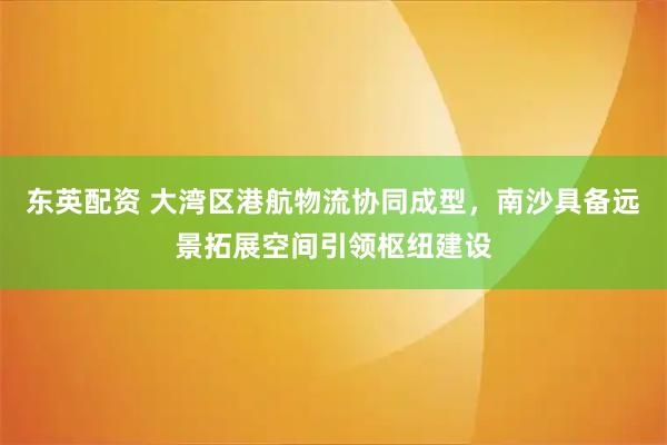 东英配资 大湾区港航物流协同成型，南沙具备远景拓展空间引领枢纽建设